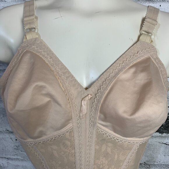 Vintage Y2K 90s Playtex Longline Retro Corset Bra 36B Cream Lace Retro Crop Top - Picture 3 of 13